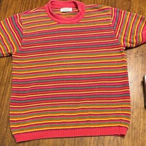 United Colors Of Benetton Vibrant Striped Cotton Sweater - L - 90’s Y2K